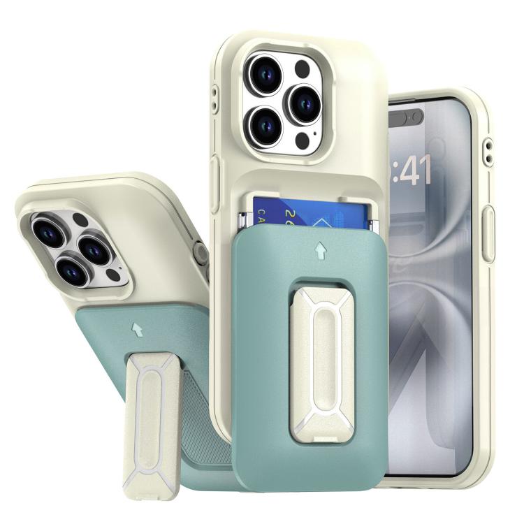 Sliding Card Holder Integrated Phone Case with Kickstand, For iPhone 15 Pro, For iPhone 15 Plus / 14 Plus