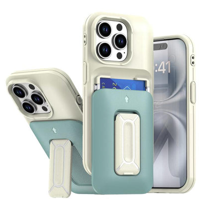 Sliding Card Holder Integrated Phone Case with Kickstand, For iPhone 15 Pro, For iPhone 15 Plus / 14 Plus