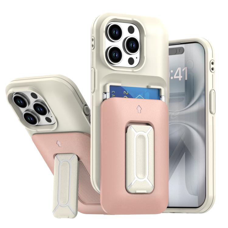 Sliding Card Holder Integrated Phone Case with Kickstand, For iPhone 15 Pro, For iPhone 15 Plus / 14 Plus