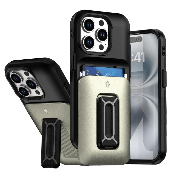 Sliding Card Holder Integrated Phone Case with Kickstand, For iPhone 15 Pro, For iPhone 15 Plus / 14 Plus