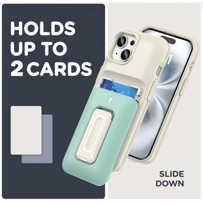 Sliding Card Holder Integrated Phone Case with Kickstand, For iPhone 15, For iPhone 14 / 13
