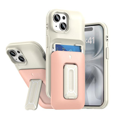 Sliding Card Holder Integrated Phone Case with Kickstand, For iPhone 15, For iPhone 14 / 13