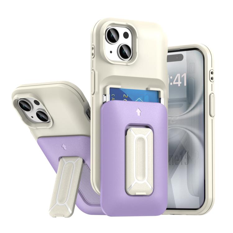 Sliding Card Holder Integrated Phone Case with Kickstand, For iPhone 15, For iPhone 14 / 13