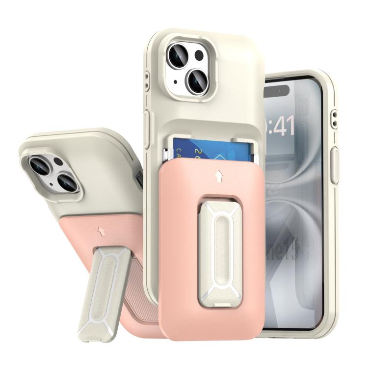 Sliding Card Holder Integrated Phone Case with Kickstand, For iPhone 15, For iPhone 14 / 13