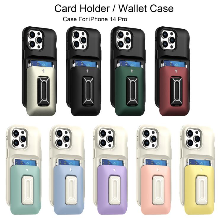 Sliding Card Holder Integrated Phone Case with Kickstand, For iPhone 14 Pro, For iPhone 14 Pro Max