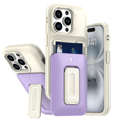 Sliding Card Holder Integrated Phone Case with Kickstand, For iPhone 14 Pro, For iPhone 14 Pro Max