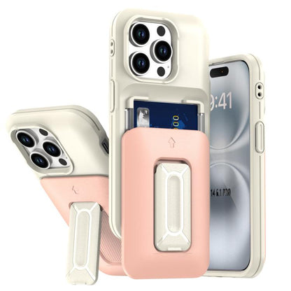Sliding Card Holder Integrated Phone Case with Kickstand, For iPhone 14 Pro, For iPhone 14 Pro Max