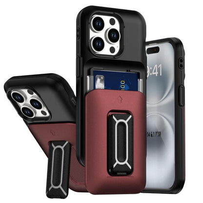Sliding Card Holder Integrated Phone Case with Kickstand, For iPhone 14 Pro, For iPhone 14 Pro Max