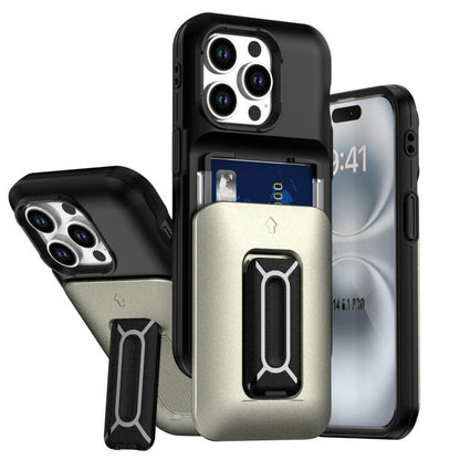 Sliding Card Holder Integrated Phone Case with Kickstand, For iPhone 14 Pro, For iPhone 14 Pro Max