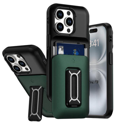 Sliding Card Holder Integrated Phone Case with Kickstand, For iPhone 14 Pro, For iPhone 14 Pro Max