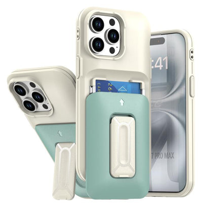 Sliding Card Holder Integrated Phone Case with Kickstand, For iPhone 14 Pro, For iPhone 14 Pro Max