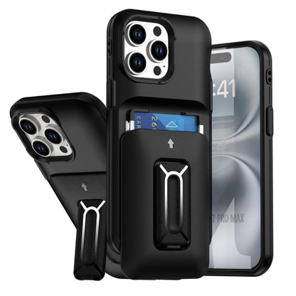 Sliding Card Holder Integrated Phone Case with Kickstand, For iPhone 14 Pro, For iPhone 14 Pro Max