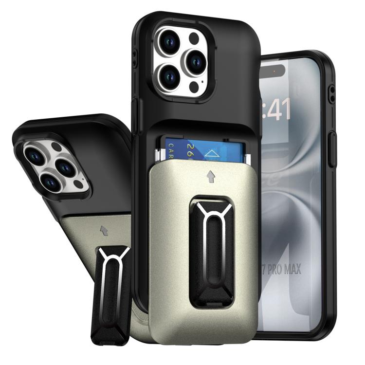 Sliding Card Holder Integrated Phone Case with Kickstand, For iPhone 14 Pro, For iPhone 14 Pro Max