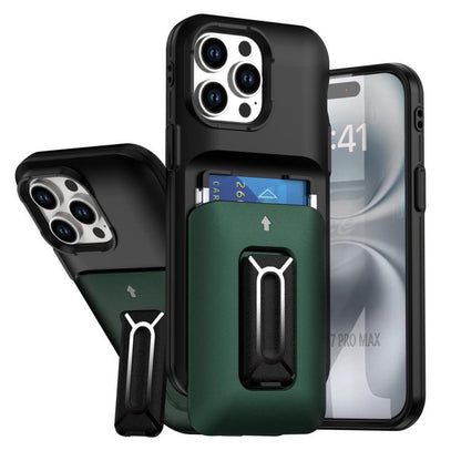 Sliding Card Holder Integrated Phone Case with Kickstand, For iPhone 14 Pro, For iPhone 14 Pro Max