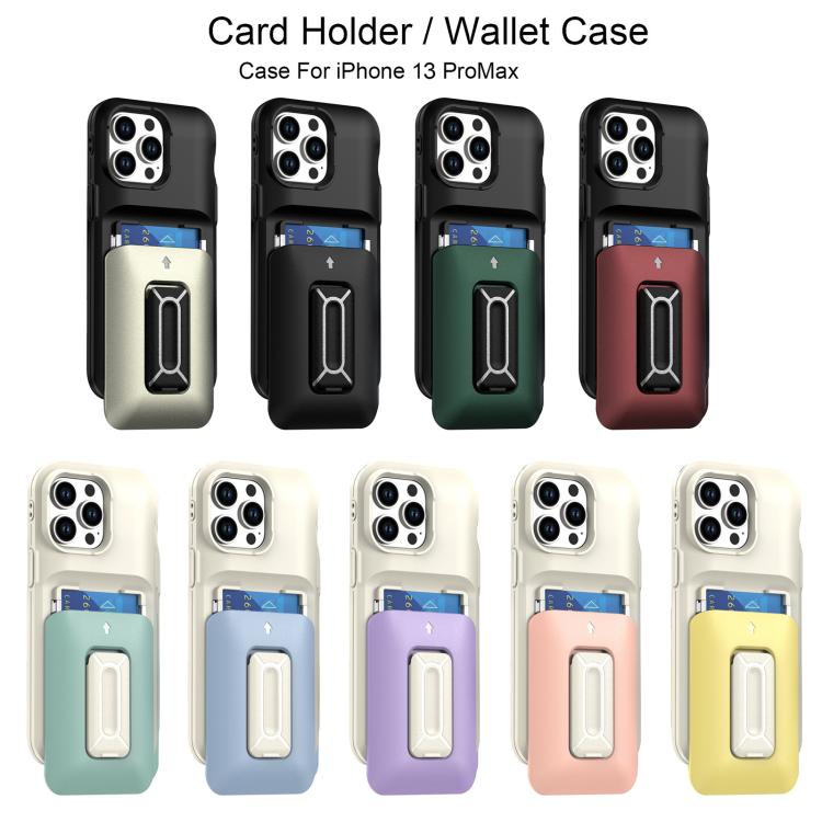 Sliding Card Holder Integrated Phone Case with Kickstand, For iPhone 13 Pro Max, For iPhone 13 Pro