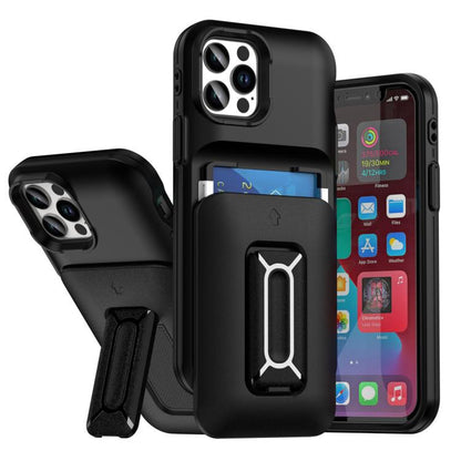 Sliding Card Holder Integrated Phone Case with Kickstand