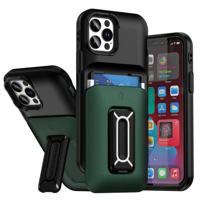 Sliding Card Holder Integrated Phone Case with Kickstand