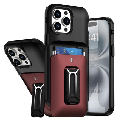 Sliding Card Holder Integrated Phone Case with Kickstand