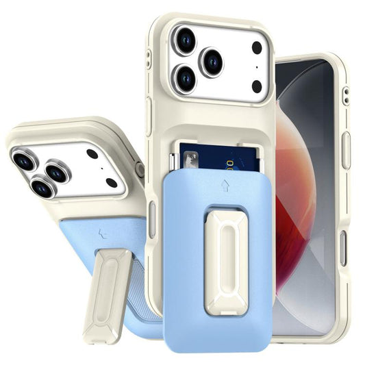 Sliding Card Holder Integrated Phone Case with Kickstand, For iPhone 18 Pro / 17 Pro, For iPhone 18 Pro Max / 17 Pro Max