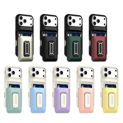 Sliding Card Holder Integrated Phone Case with Kickstand, For iPhone 17 Pro, For iPhone 16 Pro Max