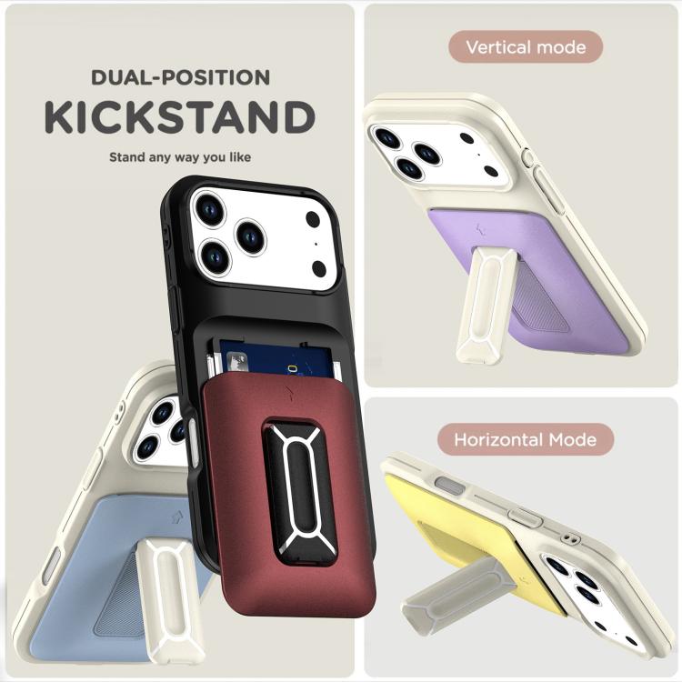 Sliding Card Holder Integrated Phone Case with Kickstand, For iPhone 17 Pro, For iPhone 16 Pro Max