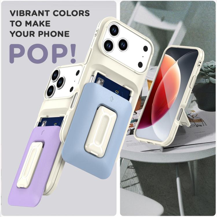 Sliding Card Holder Integrated Phone Case with Kickstand, For iPhone 17 Pro, For iPhone 16 Pro Max
