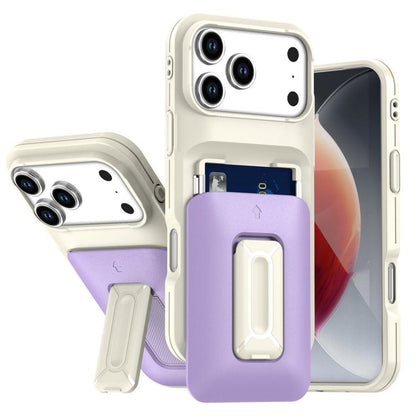 Sliding Card Holder Integrated Phone Case with Kickstand, For iPhone 17 Pro, For iPhone 16 Pro Max