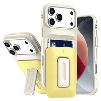 Sliding Card Holder Integrated Phone Case with Kickstand, For iPhone 17 Pro, For iPhone 16 Pro Max