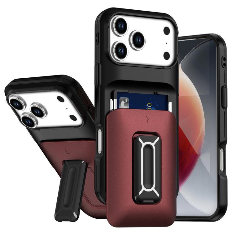 Sliding Card Holder Integrated Phone Case with Kickstand, For iPhone 17 Pro, For iPhone 16 Pro Max