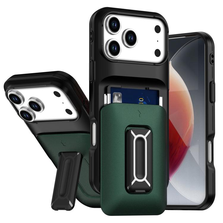 Sliding Card Holder Integrated Phone Case with Kickstand, For iPhone 17 Pro, For iPhone 16 Pro Max