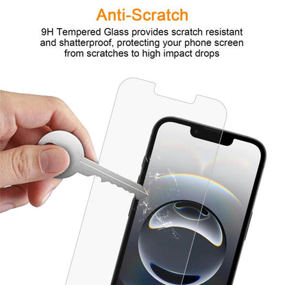 10pcs xDfind 0.26mm 9H 2.5D Middle Aluminum Tempered Glass Film, For iPhone 16e / 13 / 13 Pro, For iPhone 16 Pro Max, For iPhone 16 Pro, For iPhone 16 Plus, For iPhone 16, For iPhone 15 Plus / 15 Pro Max, For iPhone 15 / 15 Pro, For iPhone 14 Plus�����...