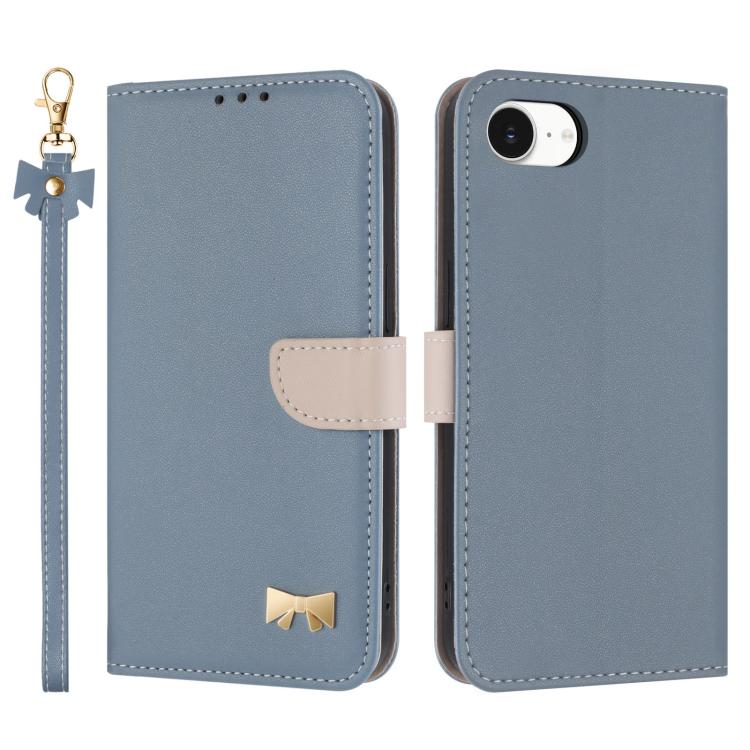 Metal Bow Leather Phone Case with Hand Strap, For iPhone 16e, For iPhone 16 Pro Max, For iPhone 16 Pro, For iPhone 16 Plus