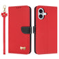 Metal Bow Leather Phone Case with Hand Strap, For iPhone 16e, For iPhone 16 Pro Max, For iPhone 16 Pro, For iPhone 16 Plus