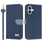 Metal Bow Leather Phone Case with Hand Strap, For iPhone 16e, For iPhone 16 Pro Max, For iPhone 16 Pro, For iPhone 16 Plus
