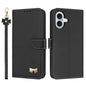 Metal Bow Leather Phone Case with Hand Strap, For iPhone 16e, For iPhone 16 Pro Max, For iPhone 16 Pro, For iPhone 16 Plus