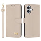 Metal Bow Leather Phone Case with Hand Strap, For iPhone 16, For iPhone 15 Pro Max, For iPhone 15 Pro, For iPhone 15 Plus / 14 Plus