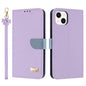 Metal Bow Leather Phone Case with Hand Strap, For iPhone 16, For iPhone 15 Pro Max, For iPhone 15 Pro, For iPhone 15 Plus / 14 Plus