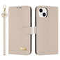 Metal Bow Leather Phone Case with Hand Strap, For iPhone 16, For iPhone 15 Pro Max, For iPhone 15 Pro, For iPhone 15 Plus / 14 Plus
