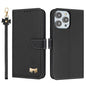 Metal Bow Leather Phone Case with Hand Strap, For iPhone 7 / 8 / SE 2022, For iPhone 13 Pro Max, For iPhone 13 Pro, For iPhone 12 / 12 Pro