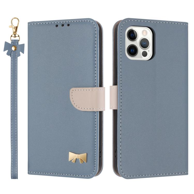 Metal Bow Leather Phone Case with Hand Strap, For iPhone 7 / 8 / SE 2022, For iPhone 13 Pro Max, For iPhone 13 Pro, For iPhone 12 / 12 Pro