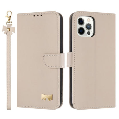 Metal Bow Leather Phone Case with Hand Strap, For iPhone 12 Pro Max, For iPhone 11 Pro Max, For iPhone 11, For iPhone 11 Pro
