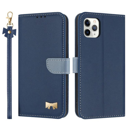 Metal Bow Leather Phone Case with Hand Strap, For iPhone 12 Pro Max, For iPhone 11 Pro Max, For iPhone 11, For iPhone 11 Pro