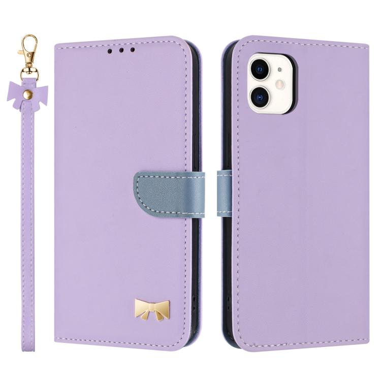 Metal Bow Leather Phone Case with Hand Strap, For iPhone 12 Pro Max, For iPhone 11 Pro Max, For iPhone 11, For iPhone 11 Pro