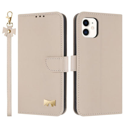 Metal Bow Leather Phone Case with Hand Strap, For iPhone 12 Pro Max, For iPhone 11 Pro Max, For iPhone 11, For iPhone 11 Pro