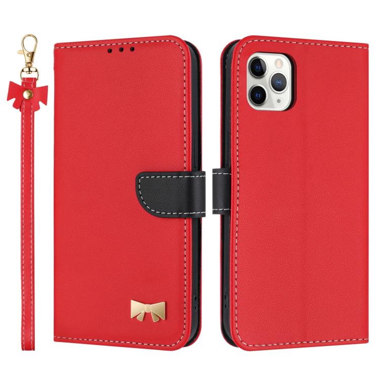 Metal Bow Leather Phone Case with Hand Strap, For iPhone 12 Pro Max, For iPhone 11 Pro Max, For iPhone 11, For iPhone 11 Pro