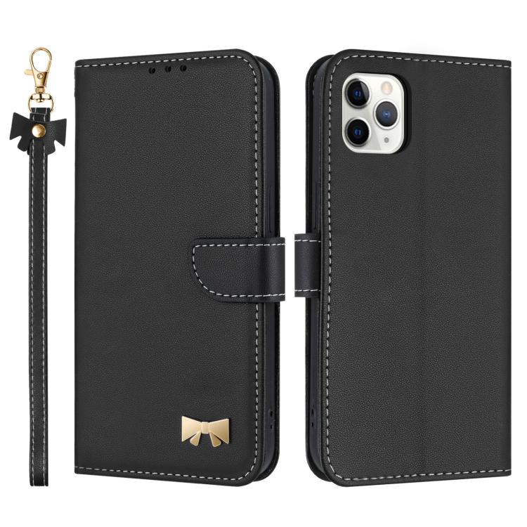 Metal Bow Leather Phone Case with Hand Strap, For iPhone 12 Pro Max, For iPhone 11 Pro Max, For iPhone 11, For iPhone 11 Pro