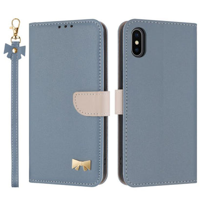 Metal Bow Leather Phone Case with Hand Strap, For iPhone X / XS, For iPhone XR, For iPhone XS Max, For iPhone 7 Plus / 8 Plus