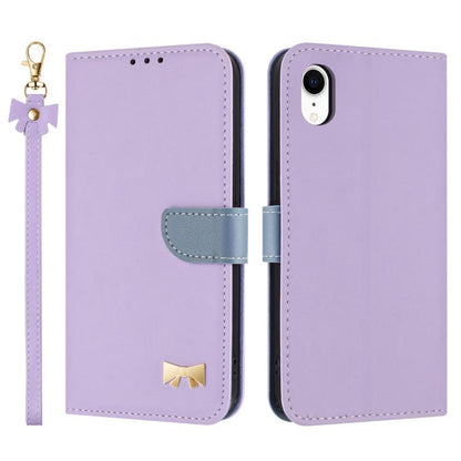 Metal Bow Leather Phone Case with Hand Strap, For iPhone X / XS, For iPhone XR, For iPhone XS Max, For iPhone 7 Plus / 8 Plus