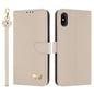Metal Bow Leather Phone Case with Hand Strap, For iPhone X / XS, For iPhone XR, For iPhone XS Max, For iPhone 7 Plus / 8 Plus