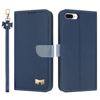 Metal Bow Leather Phone Case with Hand Strap, For iPhone X / XS, For iPhone XR, For iPhone XS Max, For iPhone 7 Plus / 8 Plus